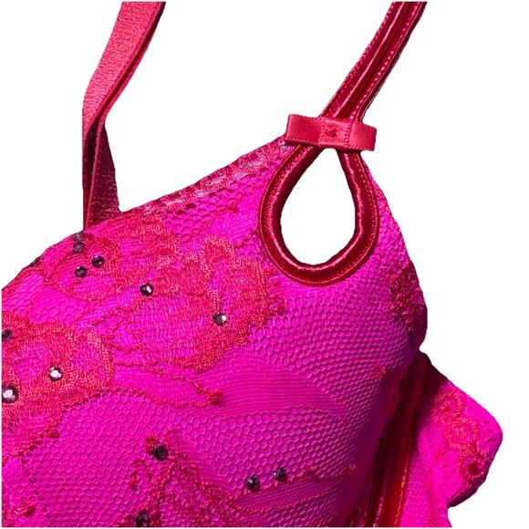 Victoria's Secret Pink Push Up Lace Bra 36C Barbiecore - Picture 2 of 6